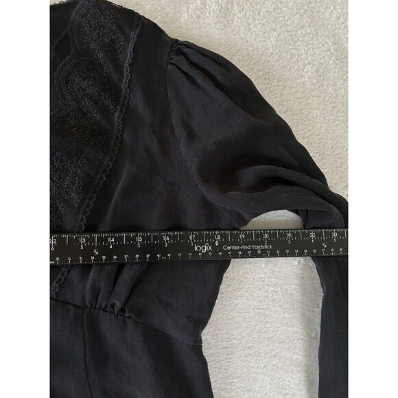 ZARA Front Lace Long Sleeve Button Front Dress Size Medium Black  Gothic - Picture 11 of 12